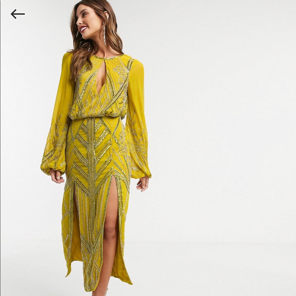 ASOS design EIVISSA Blouson linear embellished midi dress